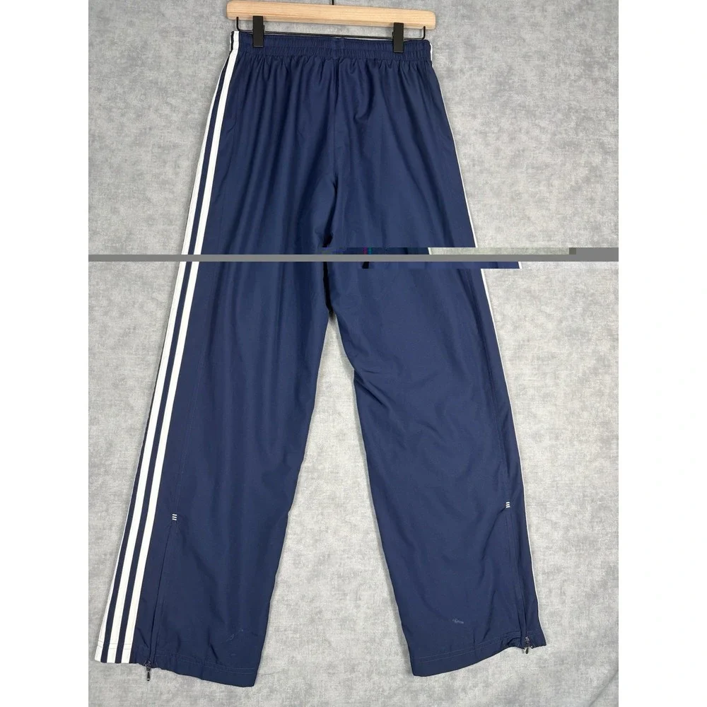 Vintage Y2K Adidas Track Pants Mens L Navy 3 Stripe Ankle Zip Baggy 2005